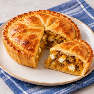 Empada Abóbora, Queijo cabra, Cebola caramelizada (900g)